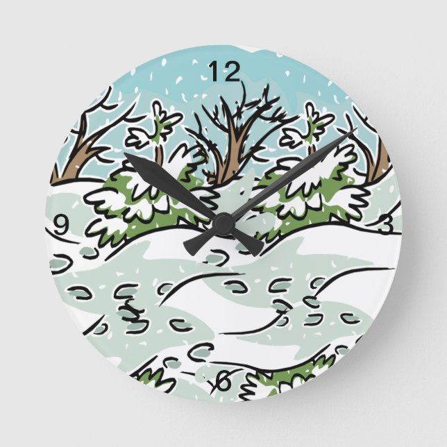 Horloge Ronde Une forêt neigeuse - (Recto)