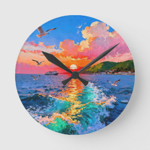 Horloge Ronde Une mélodie rafraîchissante 027