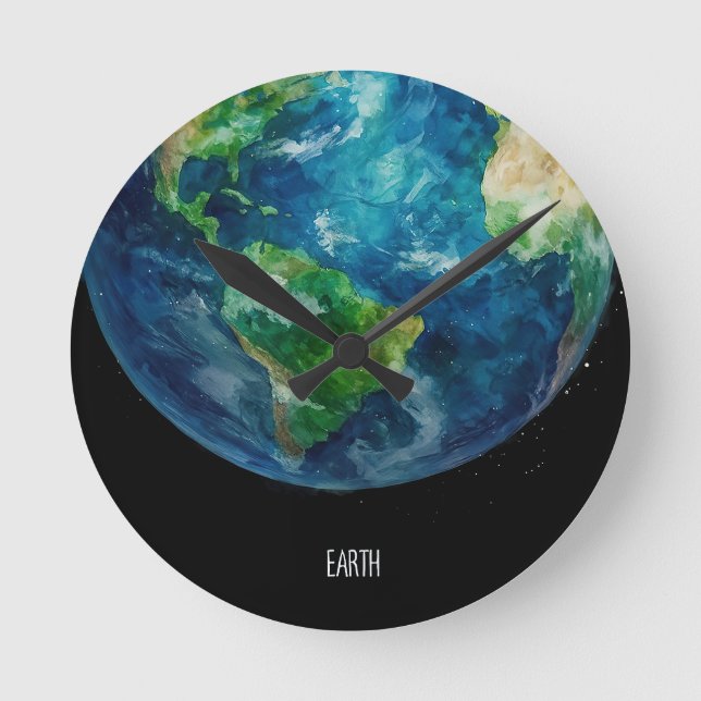 Horloge Ronde Une peinture de la terre dans un espace (Recto)