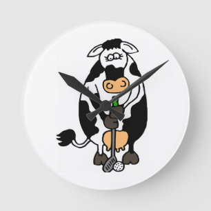 Horloge Ronde Une vache qui joue au golf