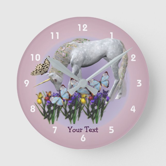 Horloge Ronde Unicorn and Butterflies Animal (Recto)
