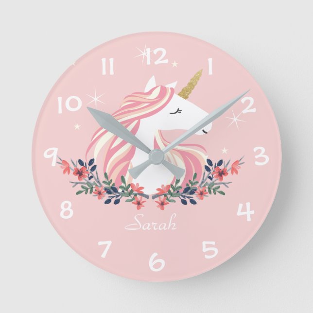Horloge Ronde Unicorn Kids Wall Clock (Recto)