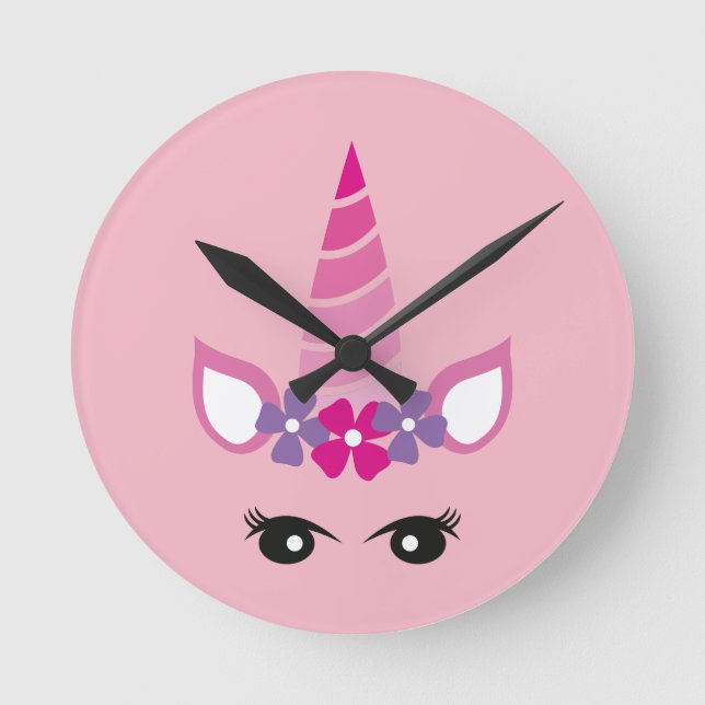 Horloge Ronde Unicorne rose (Recto)