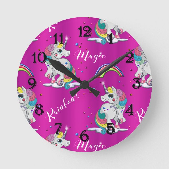 Horloge Ronde Unicorne rose (Recto)