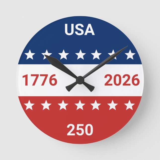 Horloge Ronde USA 1776 2026 250th Anniversary Red White Blue (Recto)