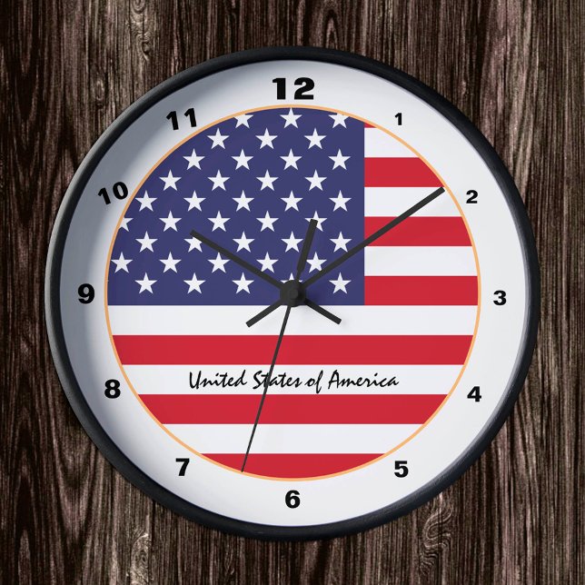 Horloge Ronde USA Flag & United States of America fashion/design (Créateur téléchargé)