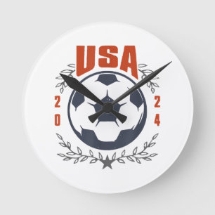 Horloge Ronde USA Soccer Ball 2024 Stars & Laurel Wreath Vintage