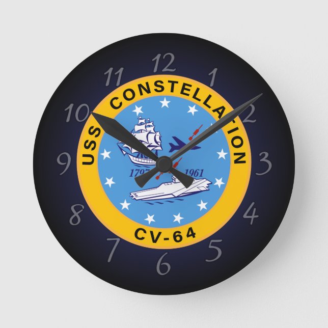 Horloge Ronde USS Constellation CV-64 Aircraft Carrier Insigné (Recto)