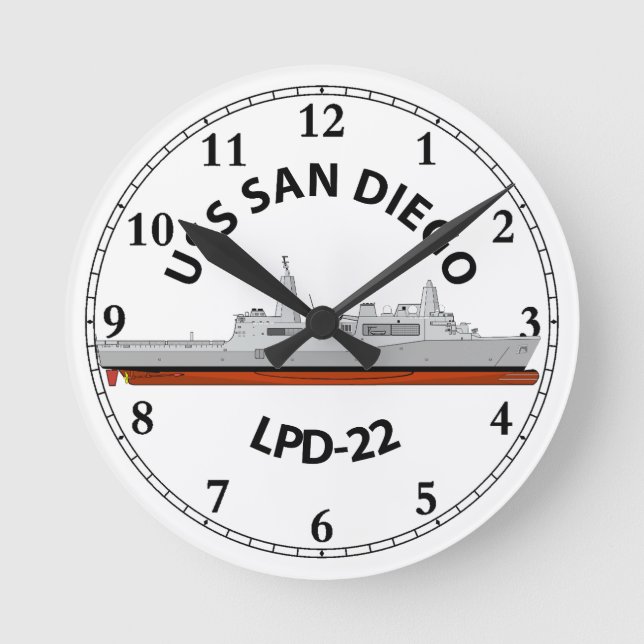 HORLOGE RONDE USS SAN DIEGO, LPD-22, CLASSE SAN ANTONIO (Recto)