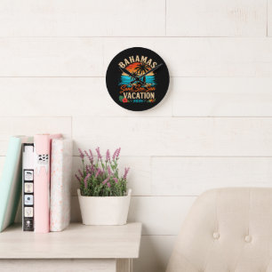 Horloge Ronde Vacances Bahamas Sable Mer Soleil 2026