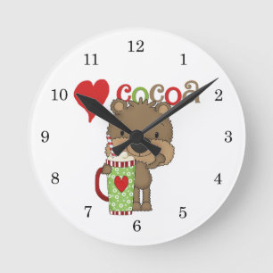 Horloge Ronde Vacances d'amour de cacao d'ours
