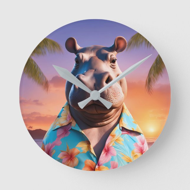 Horloge Ronde Vacances Hippopotamus (Recto)