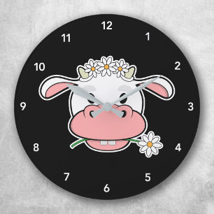 Horloge Ronde Vache de dessin animé mignonne Animal de ferme K
