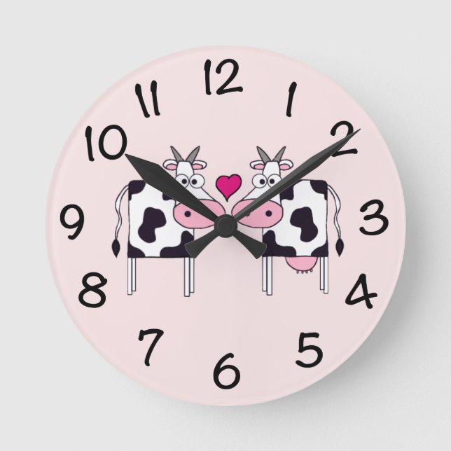Horloge Ronde Vaches dans l'amour (Recto)