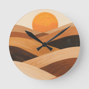 Horloge Ronde Vagues de sable doux au coucher du soleil