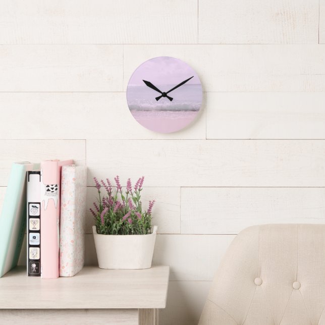 Horloge Ronde Vagues océaniques Pastel doux 5 (Salle de lecture)