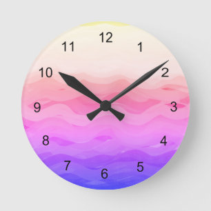 Horloge Ronde Vagues roses