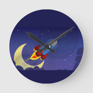 Horloge Ronde Vaisseau spatial pour enfants