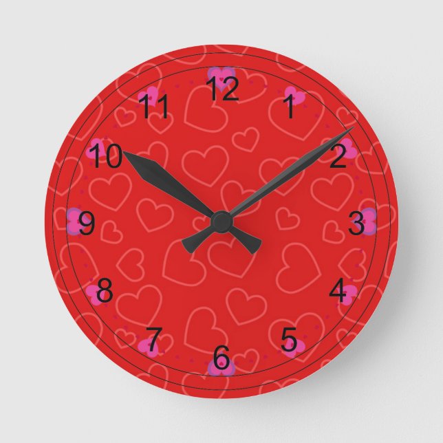 Horloge Ronde Valentine Love en rouge (Recto)