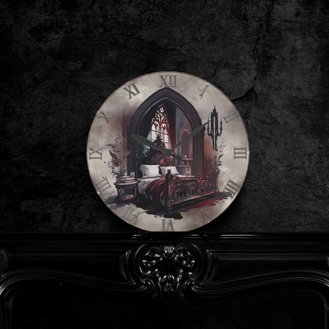 Horloge Ronde Vampy Boudoir | Suite de chambre gothique rouge vi (Créateur téléchargé)
