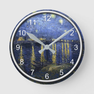 Horloge Ronde Van Gogh - Nuit étoilée sur le Rhône