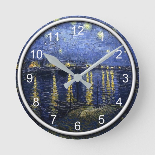 Horloge Ronde Van Gogh - Nuit étoilée sur le Rhône (Recto)