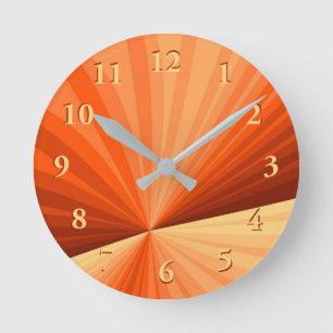 Horloge Ronde Vanille rouge orange Abstraite moderne Fractale gr