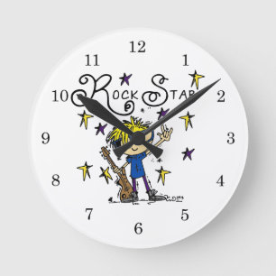 Horloge Ronde Vedette du rock blonde de garçon