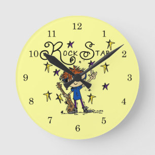 Horloge Ronde Vedette du rock rousse de garçon