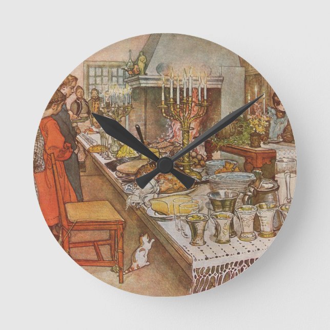 Horloge Ronde Veille de Noël Carl Larsson 1904 (Recto)