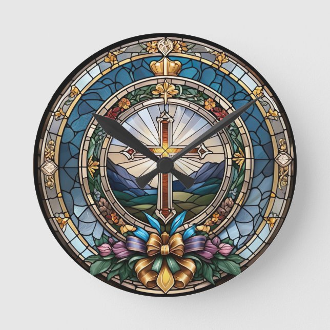 Horloge Ronde Verre de la Croix-chrétienne (Recto)