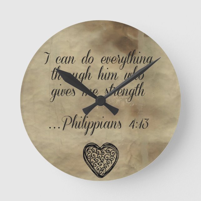 Horloge Ronde Verset biblique Philippiens 4:13 (Recto)