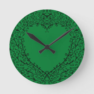 Horloge Ronde Vert acrylique Coeur-Rond gothique d'horloge