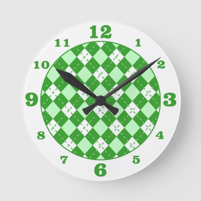 Horloge ronde verte Plaid Jacquard (Recto)