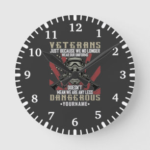 Horloge Ronde Vétéran patriotique USA Funny Humour