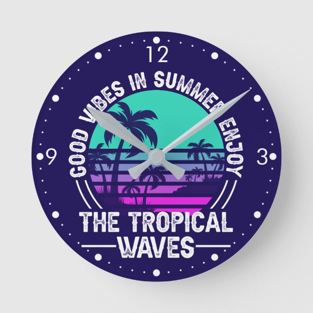 Horloge Ronde Vibes d'été tropicales-82646 (Recto)