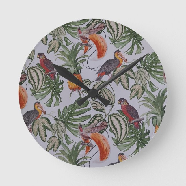 Horloge Ronde Vibes tropicales Lancer l'oreiller (Recto)