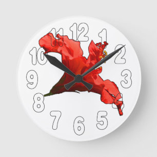 Horloge Ronde Vibrant Hibiscus Flower