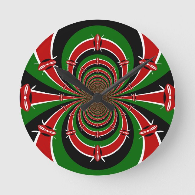 Horloge Ronde Vibrant Kenya Vision : Drapeau kényan en miroir (Recto)