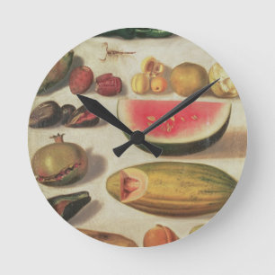 Horloge Ronde Vie morte avec fruits et crapaud