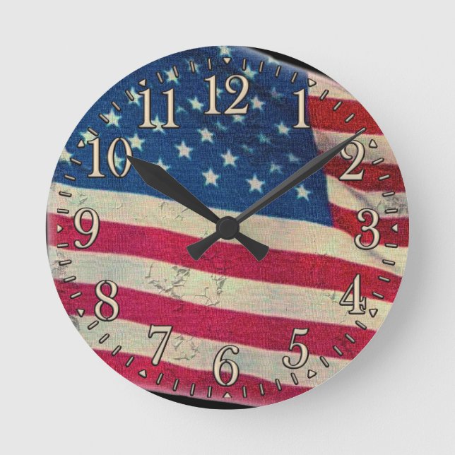 Horloge Ronde Vieille Gloire Vieille Drapeau Américain Fière Hor (Recto)