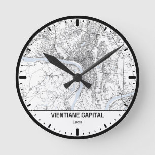 Horloge Ronde Vientiane Clock City Line Art
