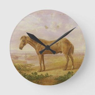 Horloge Ronde Vieux Billy, un cheval de trait, âgé 62 (huile sur
