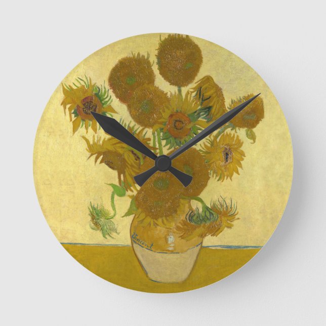 Horloge Ronde Vincent Van Gogh 15 Peinture de tournesols (Recto)