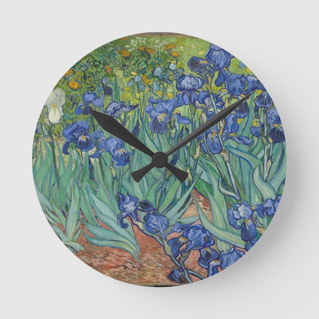 Horloge Ronde Vincent Van Gogh Irises Peinture Fleurs Oeuvre d'a (Recto)
