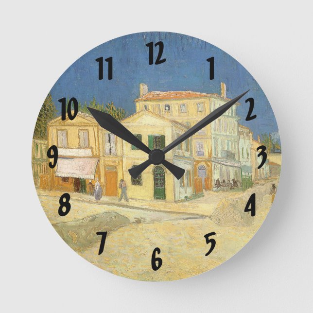 Horloge Ronde Vincent van Gogh - La Maison Jaune (La Rue) (Recto)