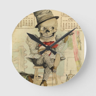 Horloge Ronde Vintage Banjo Playing Skeleton