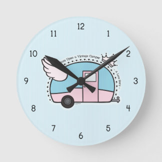 Horloge Ronde Vintage Camper Trailer
