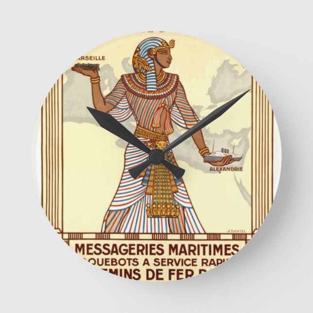 Horloge Ronde Vintage Egypt Travel Road Clock (Recto)