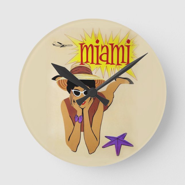 Horloge Ronde Vintage Miami Beach (Recto)